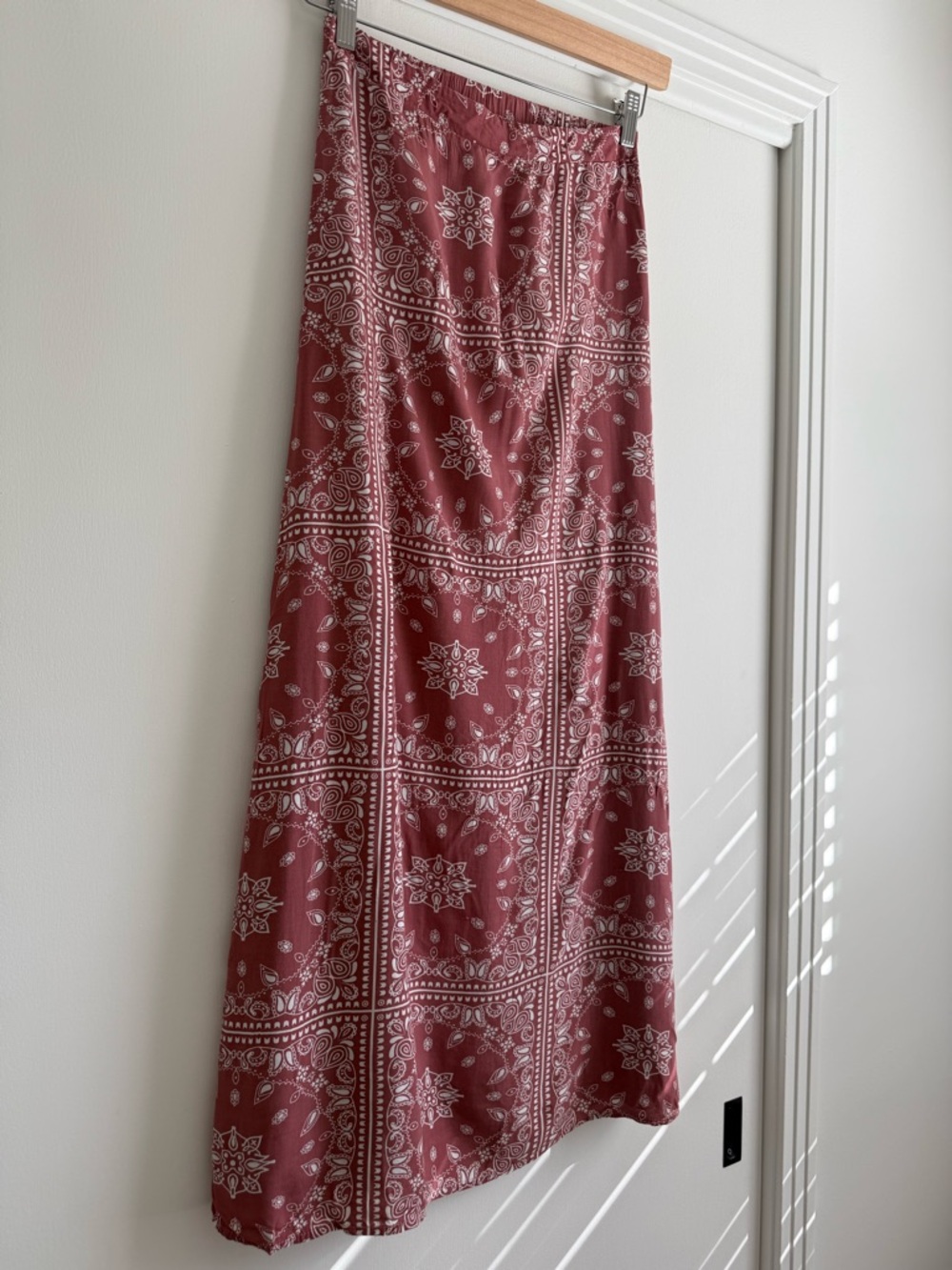 Kiss & Cry Bandana Print Maxi Skirt Size Small Boho Western Rayon A-Line - Picture 6 of 16